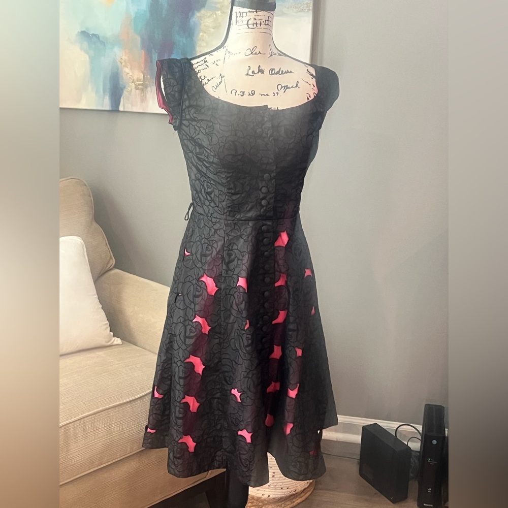 Betsey Johnson Vintage Y2K Black Evening Dress with Pink Lining - Picture 4 of 15